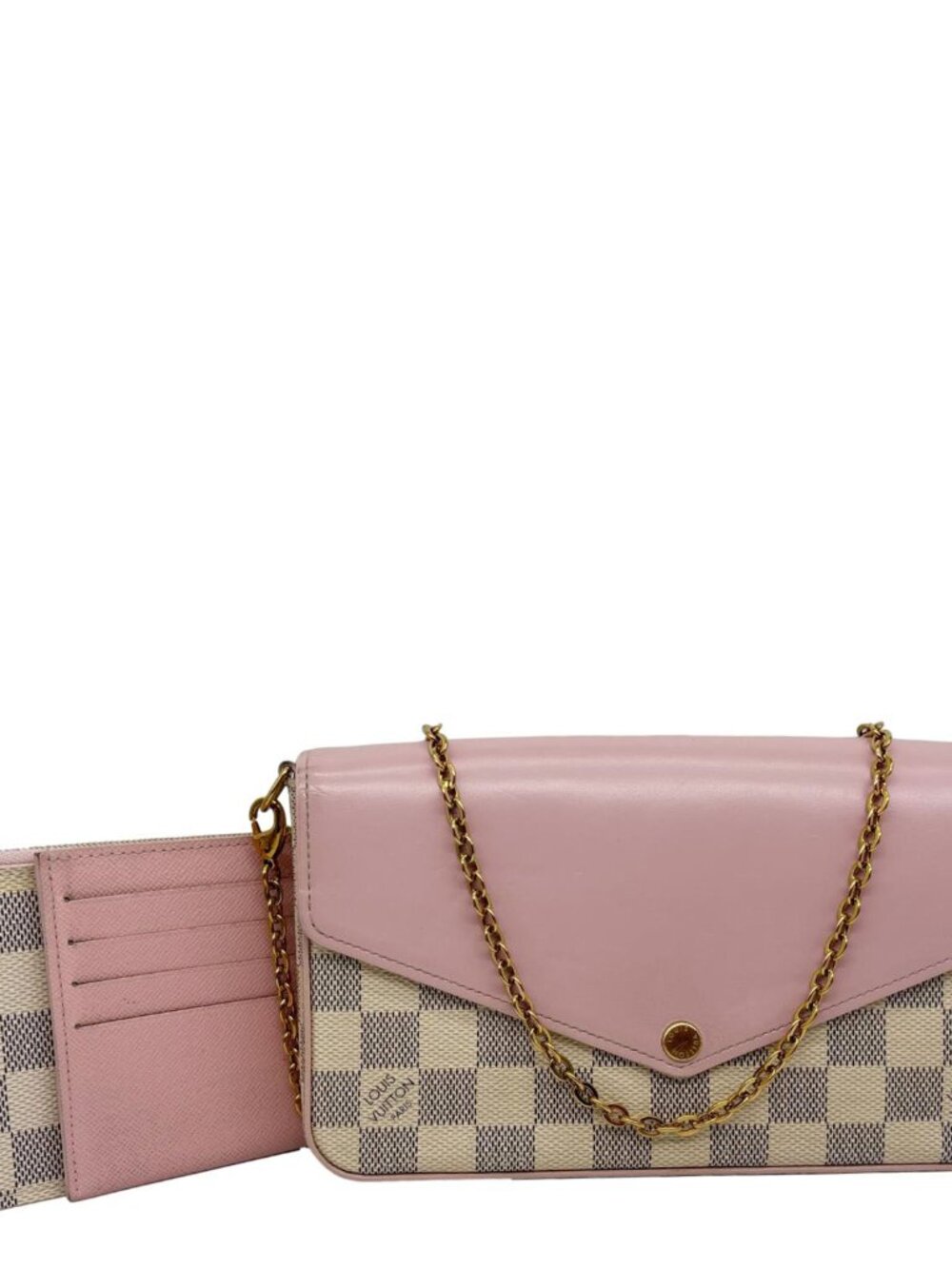 Louis Vuitton Felicie Pochette Damier Azur Crossbody Bag Rose Ballerine